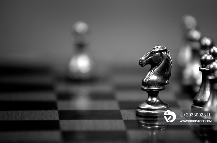 Chess Pieces on Board for Game and Strategy