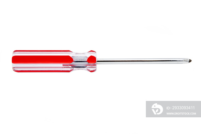 red screwdriver isolated on white background