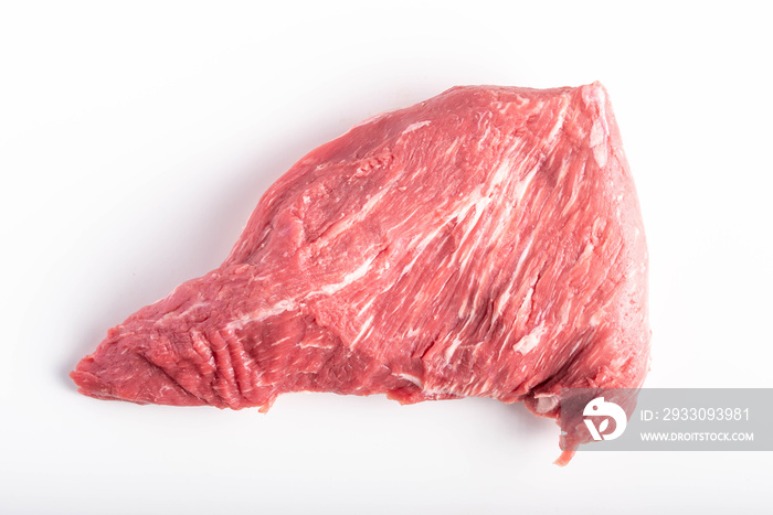 isolated raw tri tip beef steak meat on white background