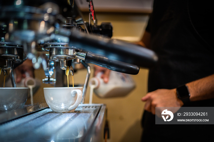 Making a Coffee in a café in Australia.