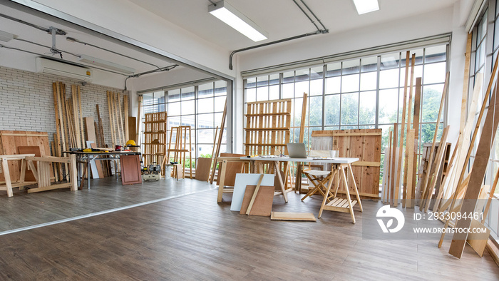 Interior of spacious carpenter workshop