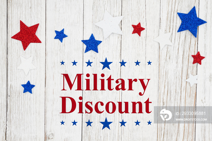 Military Discount message with red, white and blue stars