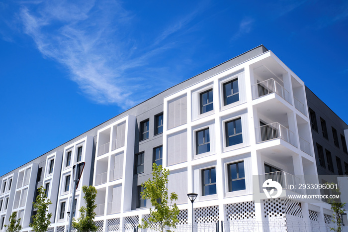 Modern European complex of apartment buildings. And the outdoor facilities. Mixed technique.