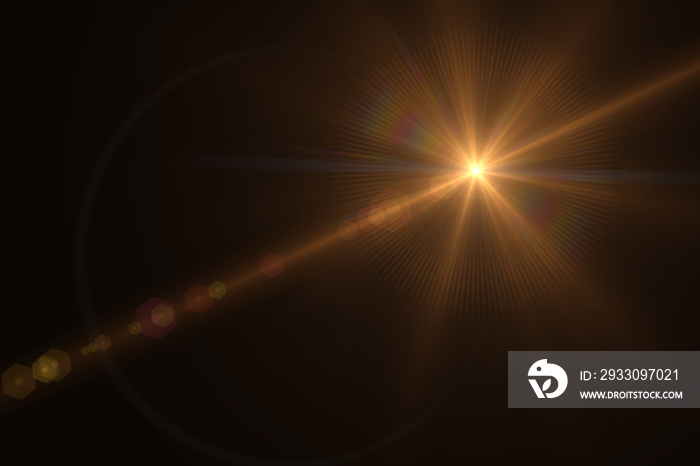 abstract lens flare yellow light over black background