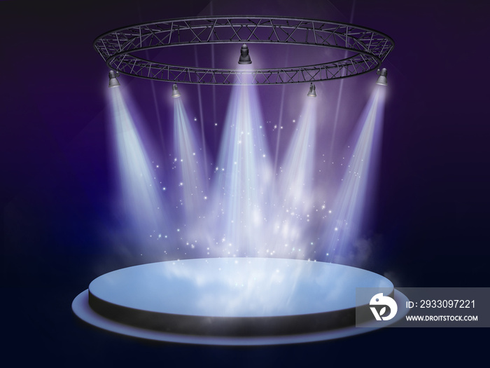 concert scene with lights 3d illustration