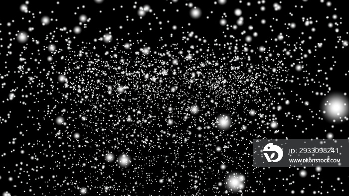 3D illustration - heavy snowfall on black background