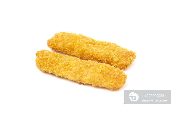 Breaded Fish Sticks on a White Background