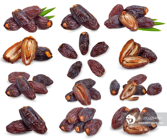 Dried date palm isolated on white clipping path