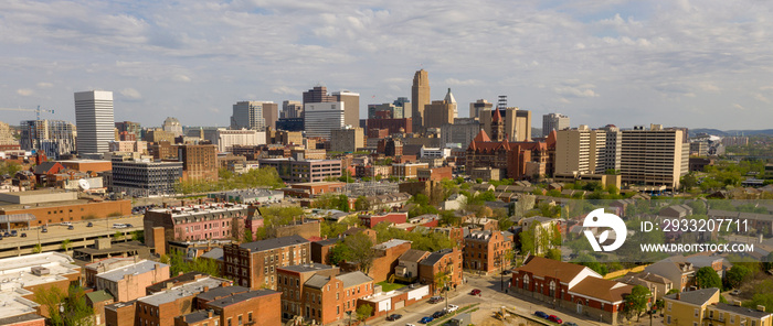 Beautiful Sunny Day over The Downtown Urban Center of Cincinnati Ohio