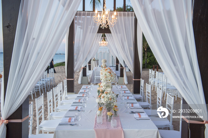 wedding The elegant dinner table on the beach