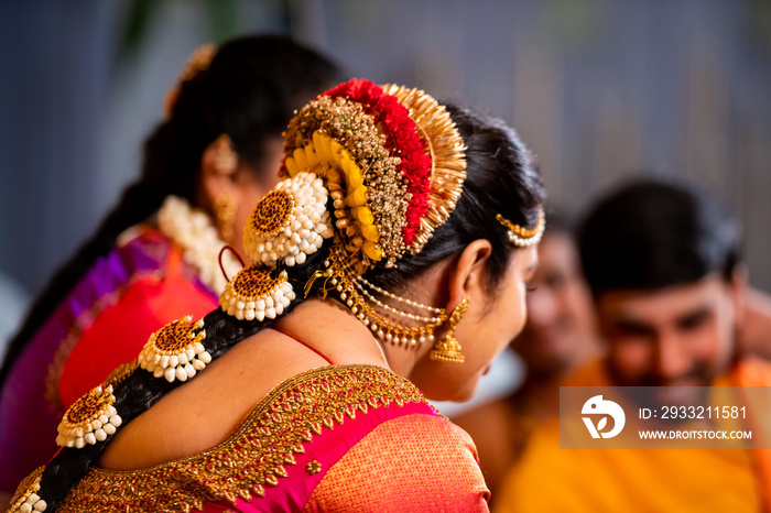 colorful silk saree , bride , traditional Hindu wedding , South India