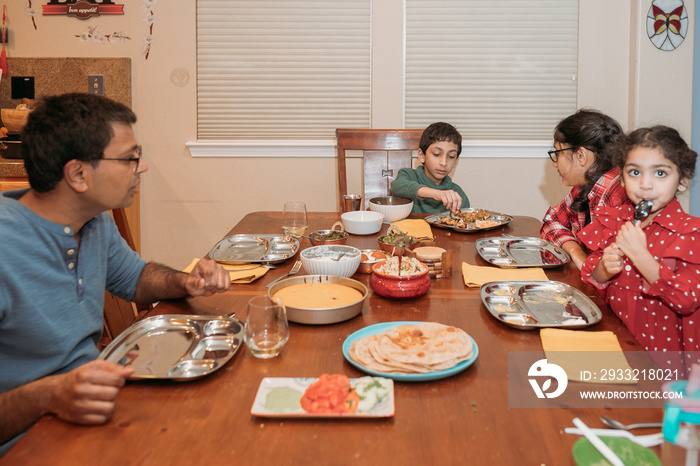 Family dinner together around Christmas