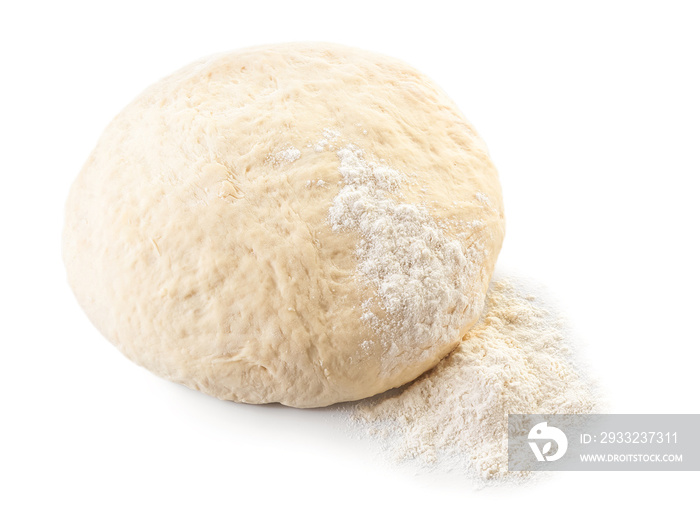 Raw dough on white background