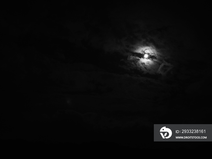 한국의 달과 구름풍경, 흑백사진