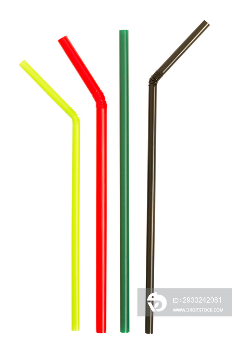 Multi-colored straws arragment in glass shaped isolated on white background