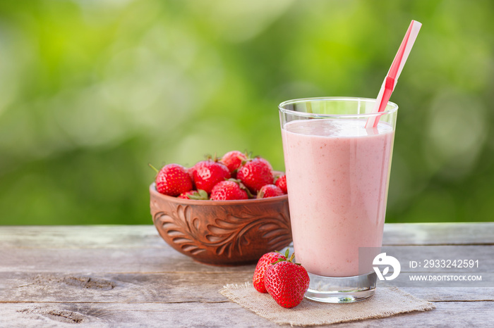 milkshake in glass with natural background