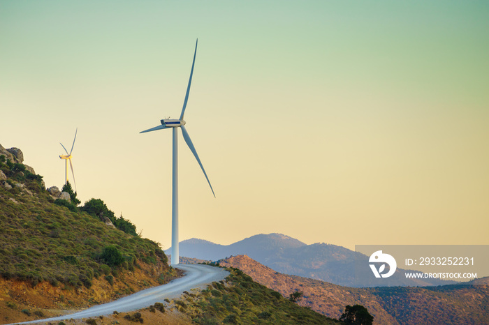 Windmills on Greek hills