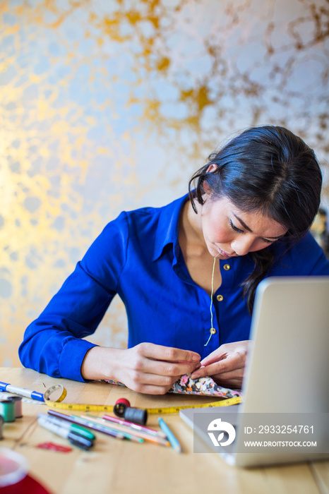 Businesswoman working in home office