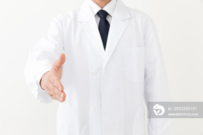 portrait of young asian doctor isolated on white background