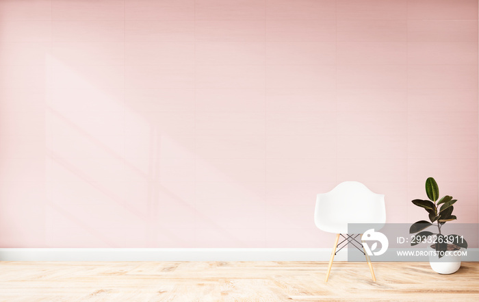 Living room with a pink wall