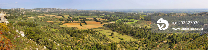 View of alpilles natural park from Les Baux de Provence, France