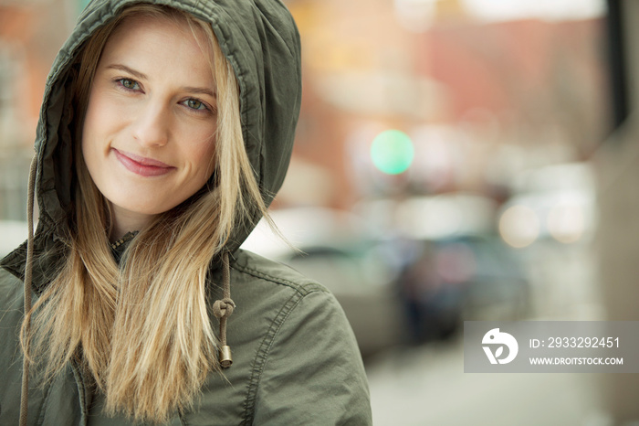 pretty, blonde woman out for a walk