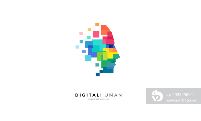 Digital Human Face Logo Template