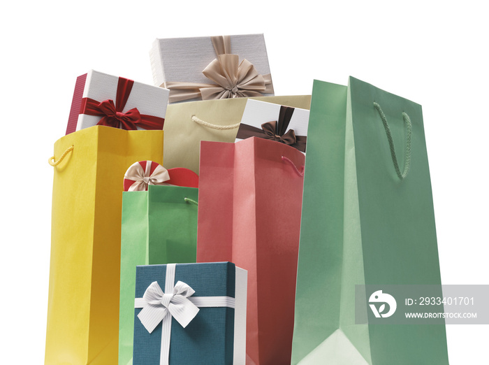 PNG file no background Beautiful gifts and shopping bags