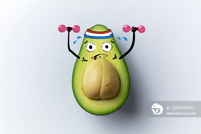 avocado cartoon illustration, cut avocado and cute faces, drawing funny face avocado, avocado illust
