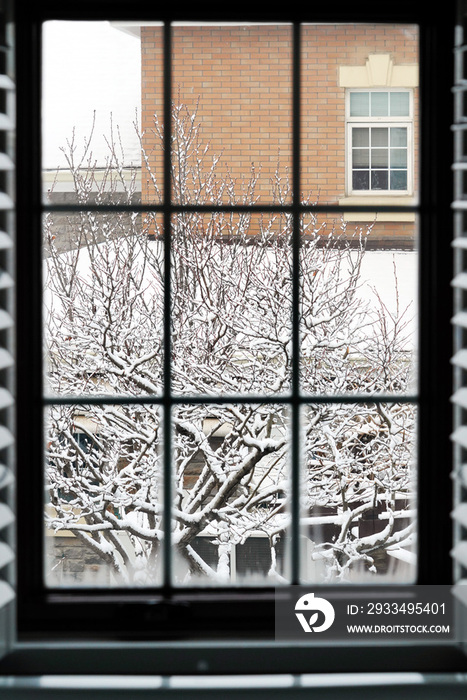 窗户外的雪景