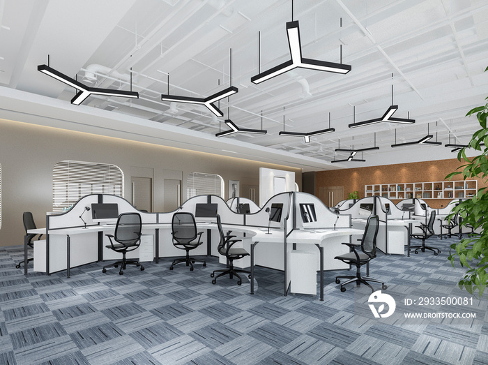 3d rendering business meeting and working room on office building