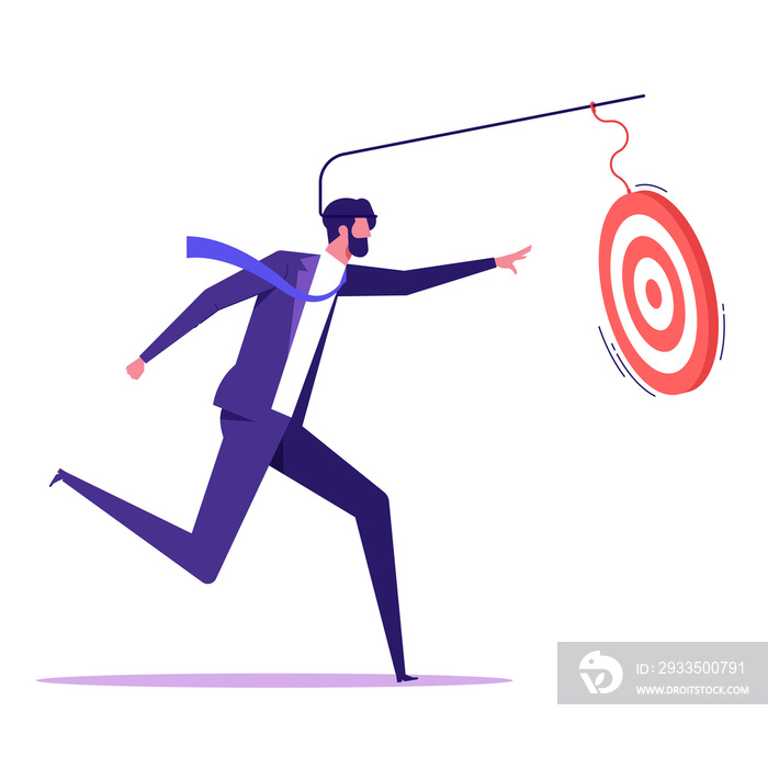 Businessman try to catch the target. Challenge achieve aim concept