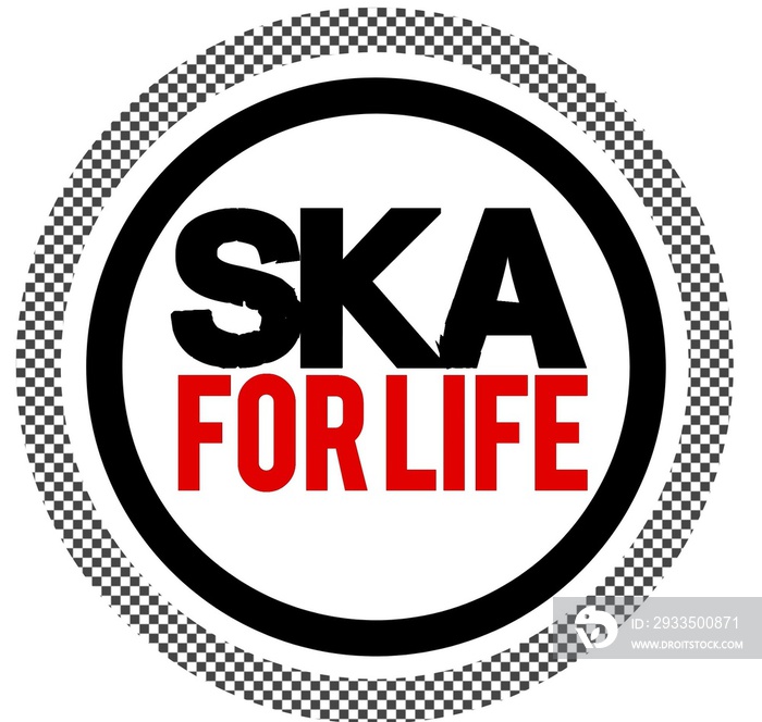 Ska for life logo with check patterned circular outer border