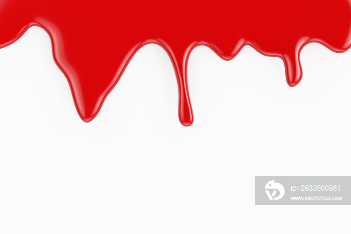 Red Blood Liquid Dripping Leaking. 3d Rendering