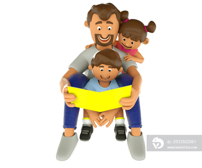 3d illustration of father and son for happy fathers day