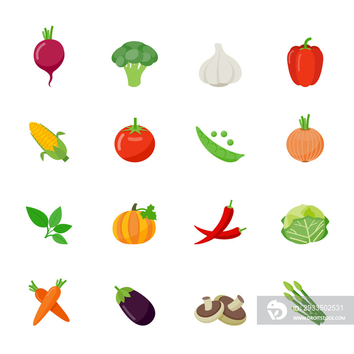 Vegetable color icon set