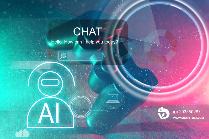 enter command prompt, contact for business information analysis, Futuristic technology ChatGPT Chat concept AI, Artificial Intelligence. businessman using technology smart robot AI,