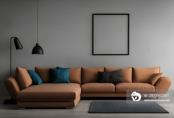 Photo of a cozy living room with a comfortable couch and soft rug