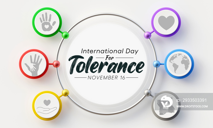 International day for Tolerance is observed every year on November 16, to generate public awareness of the dangers of intolerance. 3D Rendering