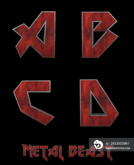 Metal Beast Alphabet - 3D Illustration