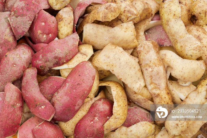 Red and yellow potato peelings