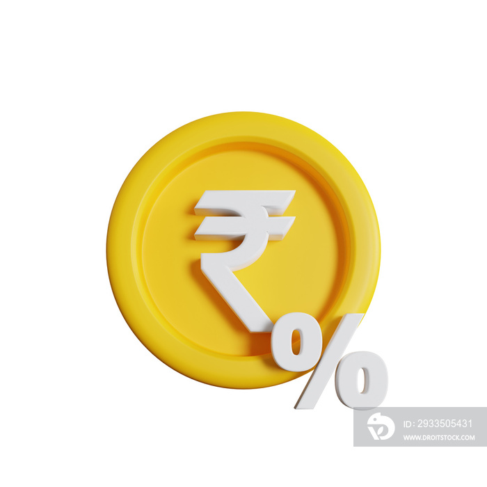 3d illustration of indian rupee currency tax sign