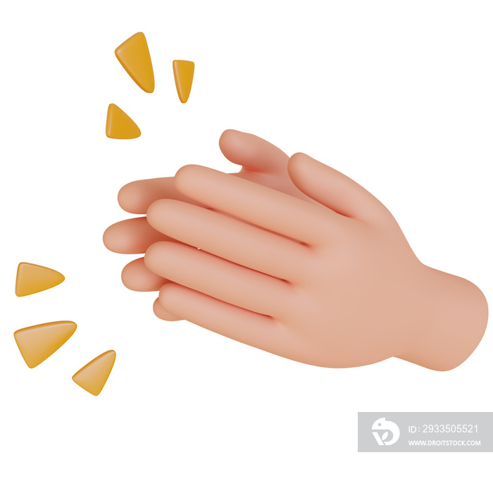 Hands gestures 3D cartoon, icon character hand, Congratulations with an applause, 3D render illustration