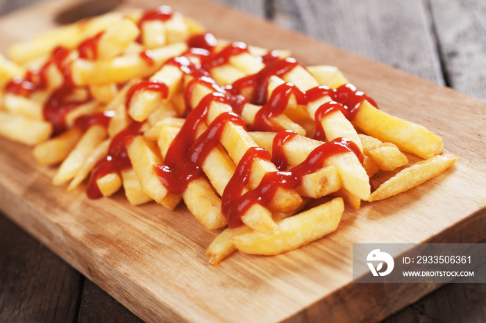 French fries with ketchup