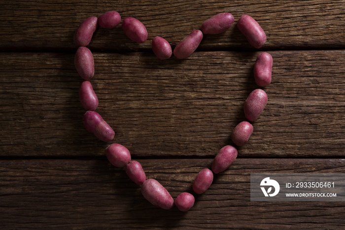 Sweet potatoes forming a heart shape