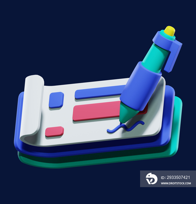 Bank Check 3D Icon Illustration