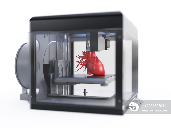 3d rendered medically accurate illustration of a 3d printer printing a heart