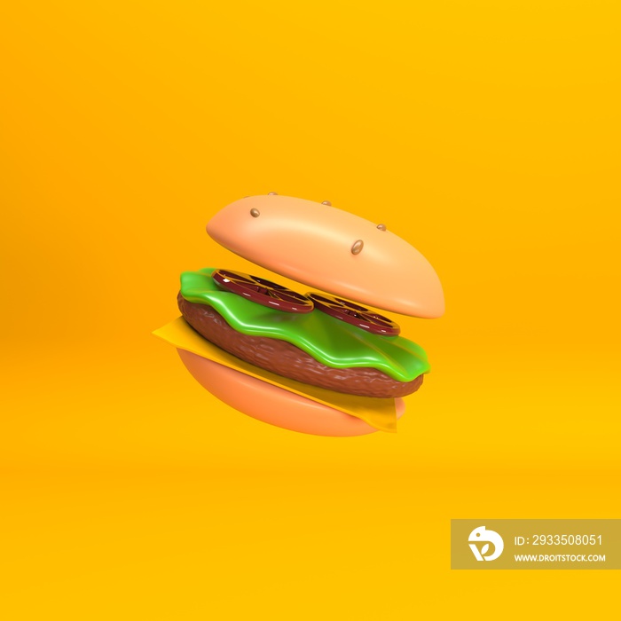 ilustración de hamburguesa 3d