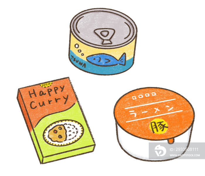 和食と保存食と米 This is an illustration of Japanese food and preserved food/