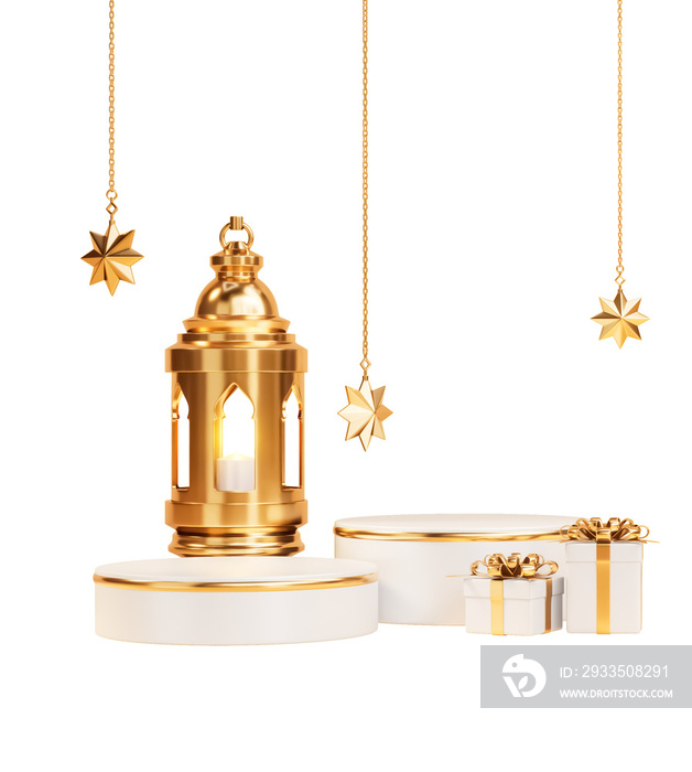 Ramadan kareem cute 3d podium with lantern cutout